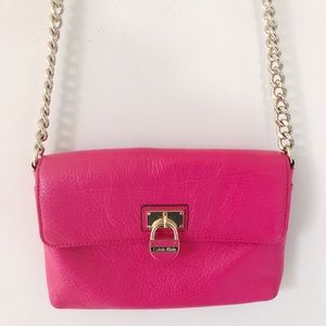 Pink Leather Calvin Klein Crossbody Purse